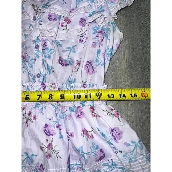 Love Shack Fancy Mini Dress cotton Y2K Purple Floral Ruffle Tiered Small A004723 - Picture 6 of 9